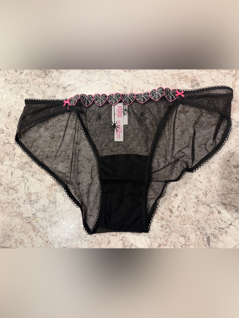Victoria’s Secret Pink Wink Cheeky Panty  Halloween Spider Web Medium